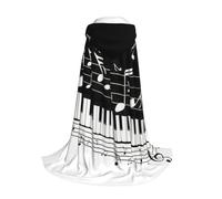 Yyoretp Piano Keys with Musical Notes Print Hooded Cloak Long Cape for Kids with Carnival Halloween Cosplay Fancy Costume