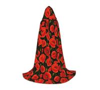 Yyoretp poppy flowers Print Hooded Cape Long Cloak for Kids with Carnival Halloween Cosplay Fancy Costume