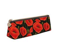 Yyoretp Poppy Flowers Print Simple Triangular Pen case Storage Bag for Office Supplies,Cosmetics,toiletries