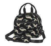 Yyoretp Portable Insulated Japanese Crane & Pine Print Lunch Bag with Adjustable Straps,Reusable Lunch Tote Bag