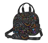 Yyoretp Portable Insulated Math Formula Print Lunch Bag with Adjustable Straps,Reusable Lunch Tote Bag