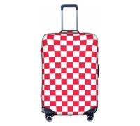 Yyoretp Red Checkered White Squares Print Elastic Luggage Cover, Suitcase Protection Cover with Zipper Fits 18-32 Inch.