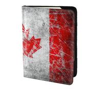 Yyoretp Retro Canada Flag Print Passport Holder for Travel,Wallet Case RFID Blocking Card Slot Leather Protector