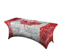 Yyoretp Retro Canada Flag Print Rectangular Spandex Table Covers Washable Stretch Patio Tablecloth,6 Feet