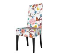Yyoretp Romantic Fancy Floral Birds Butterfly Print Removable Dining Room Chair Protector Slipcovers,Elastic Stretch Chair Protector.