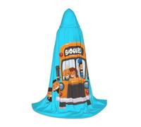Yyoretp School Bus Print Hooded Cape Long Cloak for Kids with Carnival Halloween Cosplay Fancy Costume