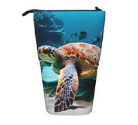 Yyoretp Sea Turtle Print Telescopic Pen Bag Pen Holder Pop Up Storage Case,Standing Portable Pen Case