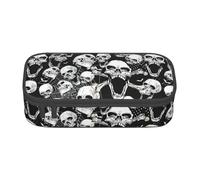 Yyoretp Skull Background Print Pencil Case Large Capacity Storage Pouch Holder Office Organizer Cosmetic Makeup Box