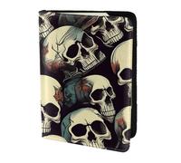 Yyoretp Skull Skeleton Print Passport Holder for Travel,Wallet Case RFID Blocking Card Slot Leather Protector