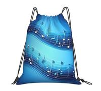 Yyoretp Sky blue musical notes Print Drawstring Backpack Sports Gym Beach Sack Dance Yoga Cinch Bag for Women Men