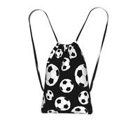 Yyoretp Soccer Black Print Drawstring Backpack,String Backpack Storage bag for Sport Beach Swim Gym Traveling.