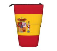 Yyoretp Spanish Flag Print Telescopic Pen Bag Pen Holder Pop Up Storage Case,Standing Portable Pen Case