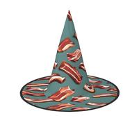 Yyoretp Streaky Bacon Pattern Print Halloween Costume Witch Hat Adults carnival Cosplay party Costume Accessories