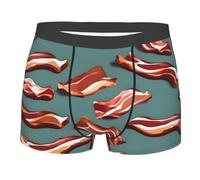 Yyoretp Streaky Bacon Pattern Print Men's Boxer Briefs,Stretch Fit Underwear Microfibre shorts Gents for Everyday Wear Black