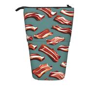 Yyoretp Streaky Bacon Pattern Print Telescopic Pen Bag Pen Holder Pop Up Storage Case,Standing Portable Pen Case