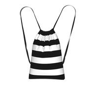 Yyoretp stripes black white Print Drawstring Backpack,String Backpack Storage bag for Sport Beach Swim Gym Traveling.