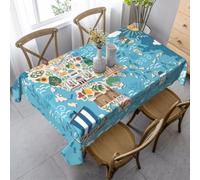 Yyoretp Stylish Greece Map Print Rectangular Washable Tablecloth for Wedding Party Kitchen Dining Decorative