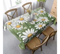Yyoretp Stylish White Daisy Print Rectangular Washable Tablecloth for Wedding Party Kitchen Dining Decorative