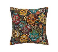 Yyoretp Sugar and Skulls Style Print Decorative Throw Pillow Covers Square Sofa Cushion Cases for Bed Car Couch