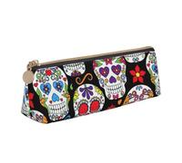 Yyoretp Sugar Skulls Print Simple Triangular Pen case Storage Bag for Office Supplies,Cosmetics,toiletries