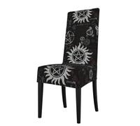 Yyoretp Supernatural Symbols Black Print Removable Dining Room Chair Protector Slipcovers,Elastic Stretch Chair Protector.