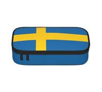 Yyoretp Swedish Flag Print Big Capacity Pencil Case Makeup Bag Storage Organizer Office Stationery Pouch