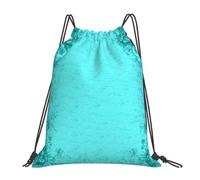 Yyoretp Teal Blue Print Drawstring Backpack Sports Gym Beach Sack Dance Yoga Cinch Bag for Women Men