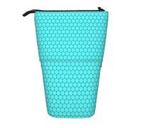 Yyoretp Teal Blue Print Telescopic Pen Bag Pen Holder Pop Up Storage Case,Standing Portable Pen Case