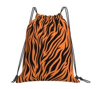 Yyoretp Tiger Stripes Orange Pattern Print Drawstring Backpack Sports Gym Beach Sack Dance Yoga Cinch Bag for Women Men