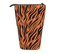 Yyoretp Tiger Stripes Orange Pattern Print Telescopic Pen Bag Pen Holder Pop Up Storage Case,Standing Portable Pen Case