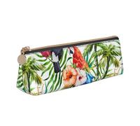 Yyoretp Toucans Parrot Palm Tree Leaves Print Simple Triangular Pen case Storage Bag for Office Supplies,Cosmetics,toiletries