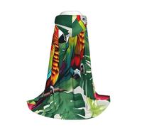 Yyoretp Tropical Flower Leaf Parrot Print Hooded Cloak Long Cape for Kids with Carnival Halloween Cosplay Fancy Costume