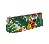 Yyoretp Tropical Flower Leaf Parrot Print Simple Triangular Pen case Storage Bag for Office Supplies,Cosmetics,toiletries