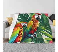 Yyoretp Tropical Flower Leaf Parrot Print Ultra Soft Micro Fleece Flannel Blankets for Bed Couch Living Room Travel,All Season