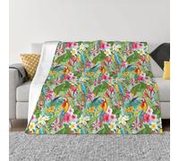 Yyoretp Tropical plants and parrots Print Ultra Soft Micro Fleece Flannel Blankets for Bed Couch Living Room Travel,All Season