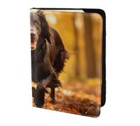 Yyoretp Trotting Flat Coated Retrievers Paw Print Passport Holder for Travel,Wallet Case RFID Blocking Card Slot Leather Protector