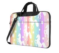 Yyoretp Unicorns On Colorful Stripes Print Laptop bag,portable single shoulder laptop Sleeve Case,Compatible with 13-16inch