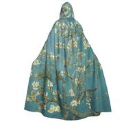 Yyoretp Unisex almond blossom Print adult hooded cloak robes capes for Halloween cosplay death vampire costumes