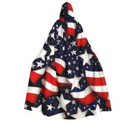 Yyoretp Unisex American Flag Stars Stripes Print adult hooded cloak robes capes for Halloween cosplay death vampire costumes