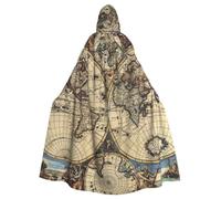 Yyoretp Unisex Ancient Map World Globe Print Hooded Cloak Adult robes capes for Halloween Cosplay Carnival Costumes.
