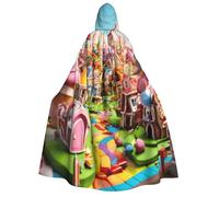 Yyoretp Unisex Candy Land Print adult hooded cloak robes capes for Halloween cosplay death vampire costumes