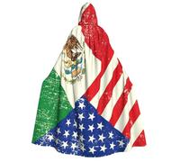 Yyoretp Unisex Mexican American Flag Print adult hooded cloak robes capes for Halloween cosplay death vampire costumes