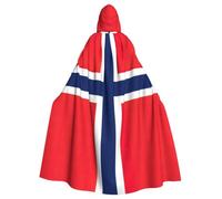 Yyoretp Unisex Norwegian flag Print Hooded Cloak Adult robes capes for Halloween Cosplay Carnival Costumes.
