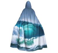 Yyoretp Unisex Ocean Wave Print adult hooded cloak robes capes for Halloween cosplay death vampire costumes