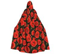 Yyoretp Unisex poppy flowers Print adult hooded cloak robes capes for Halloween cosplay death vampire costumes