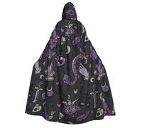 Yyoretp Unisex Purple Black Goth Spooky Print adult hooded cloak robes capes for Halloween cosplay death vampire costumes