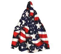 Yyoretp Unisex robes capes Adult American Flag Stars Stripes Print Hooded Cloak for Halloween Death vampire Cosplay Costumes
