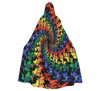 Yyoretp Unisex robes capes Adult Bear Dancing Tie Dye Print Hooded Cloak for Halloween Death vampire Cosplay Costumes