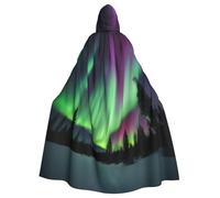 Yyoretp Unisex robes capes Adult Northern Lights Painting Print Hooded Cloak for Halloween Death vampire Cosplay Costumes