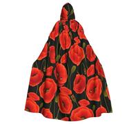 Yyoretp Unisex robes capes Adult poppy flowers Print Hooded Cloak for Halloween Death vampire Cosplay Costumes